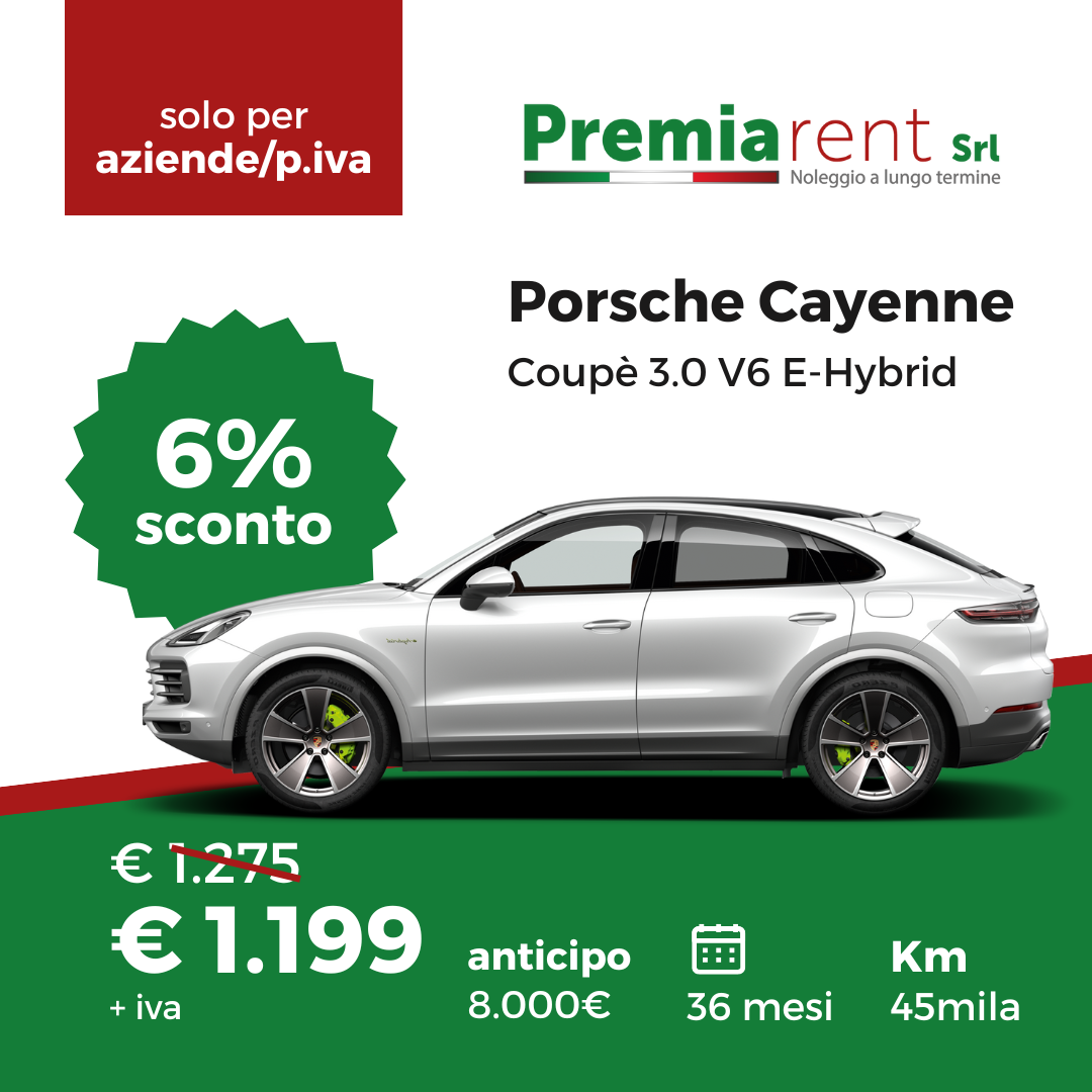 Porsche Cayenne Coupè 3.0 V6 EHybrid Premiarent Noleggio a lungo